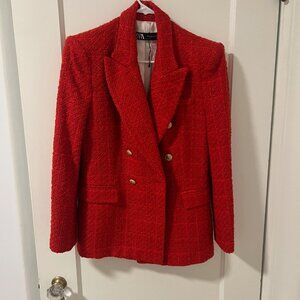 Red Tweed Blazer - Excellent Condition - Lined - Gold buttons